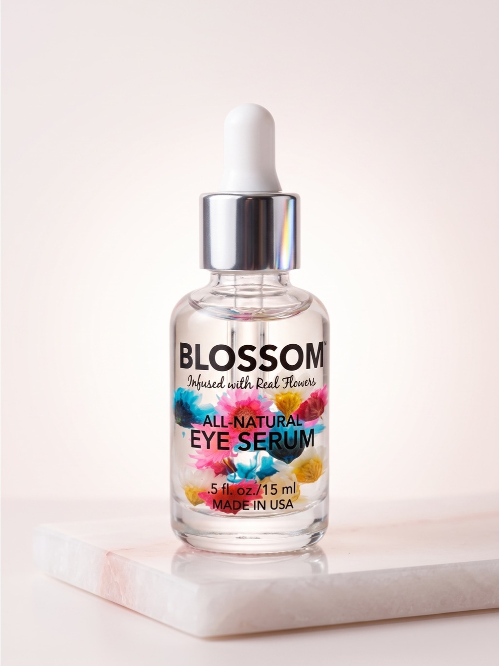 Blossom All-Natural Eye Serum with Real Flowers 0.5 fl oz / 15 mL New